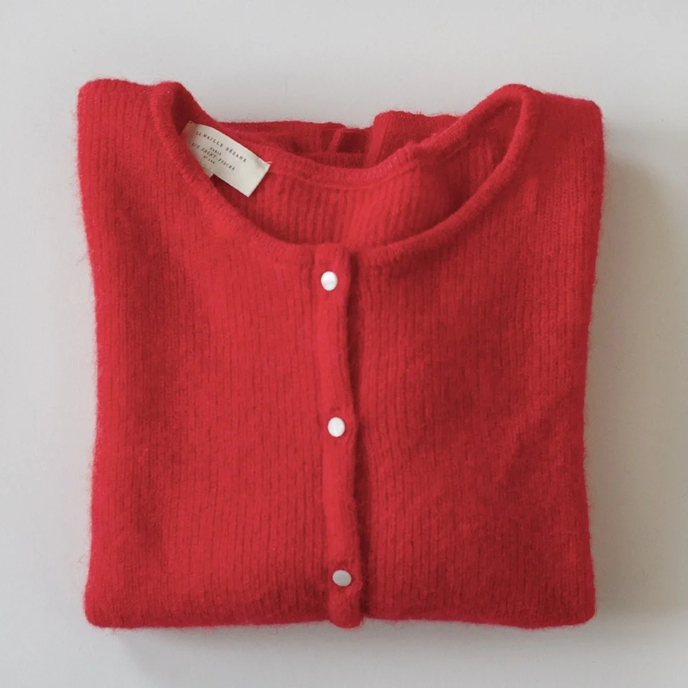 Sezane Red Gaspard Cardigan Sweater - Picture 3 of 4